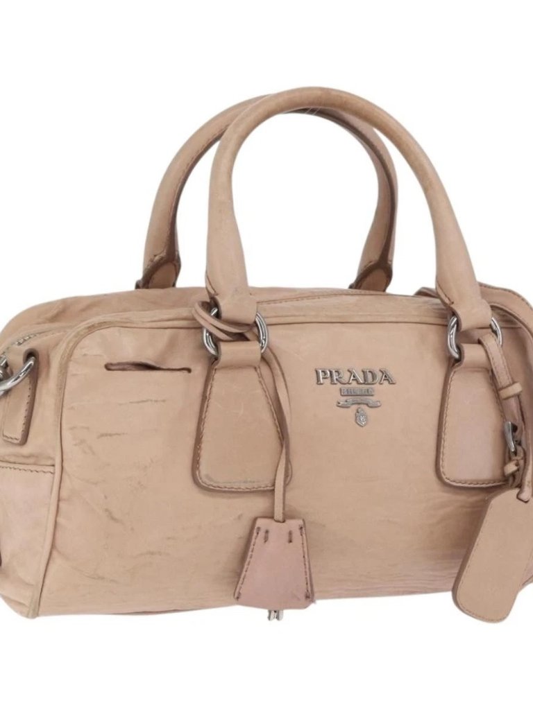 Prada Hand Bag Leather 2way Pink Silver Auth 170334